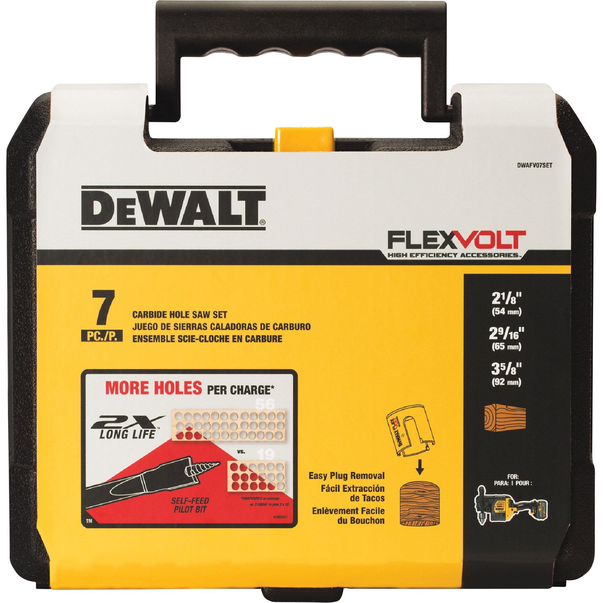DEWALT 7-Pc. Carbide Wood Hole Saw Kit, Model# DWAFV07SET